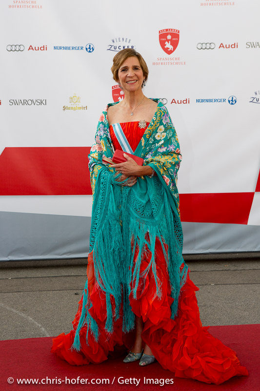 VIENNA, AUSTRIA - JUNE 26: Princess Elena of Spain attends the gala event 450 years Spanische Hofreitschule on June 26, 2015 in Vienna, Austria.  (Photo by Chris Hofer/Getty Images)