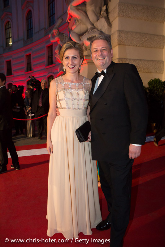 VIENNA, AUSTRIA - JUNE 26: Federal Minister of Agriculture Andrae Rupprechter with his wife Christine attend the Fete Imperiale 2015 on June 26, 2015 in Vienna, Austria.  (Photo by Chris Hofer/Getty Images)