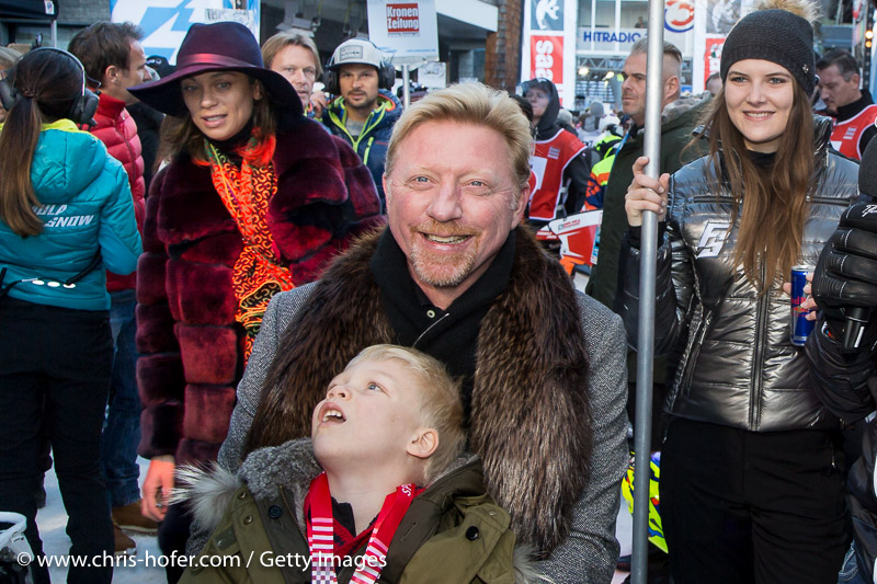 SAALBACH-HINTERGLEMM, AUSTRIA - DECEMBER 05:   Boris Becker with his son and wife Lilly Becker during the third and final day of the Formula Snow 2015 ski opening on December 5, 2015 in Saalbach-Hinterglemm, Austria.  (Photo by Chris Hofer/Getty Images)