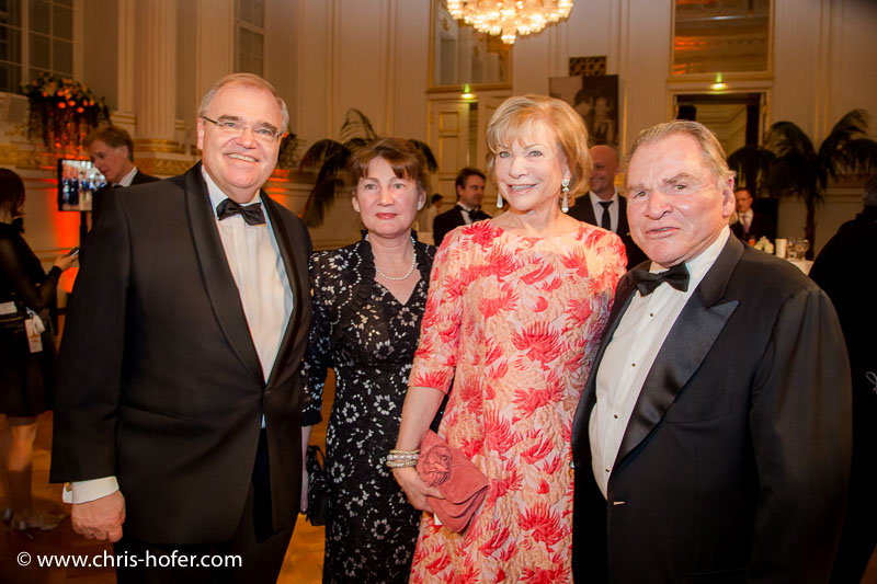 VIENNA, AUSTRIA - MARCH 19: Minister Wolfgang Brandstetter with his wife Christine and Fritz Wepper with his wife Angela attend Karl Spiehs 85th birthday celebration on March 19, 2016 in Vienna, Austria. (Photo by Chris Hofer/Getty Images)